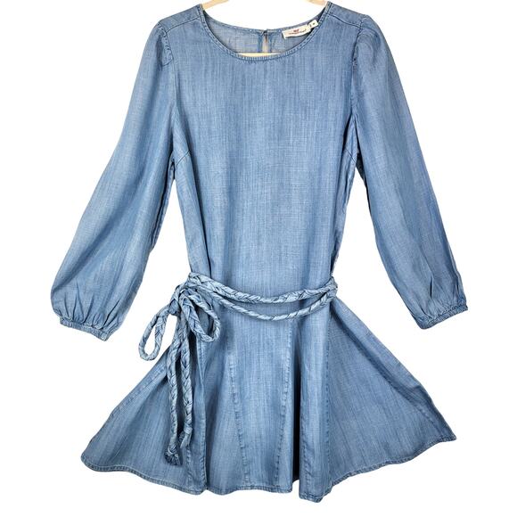 Vineyard Vines Size Medium Chambray Godet Swing Skater Dress #763 - Picture 5 of 12